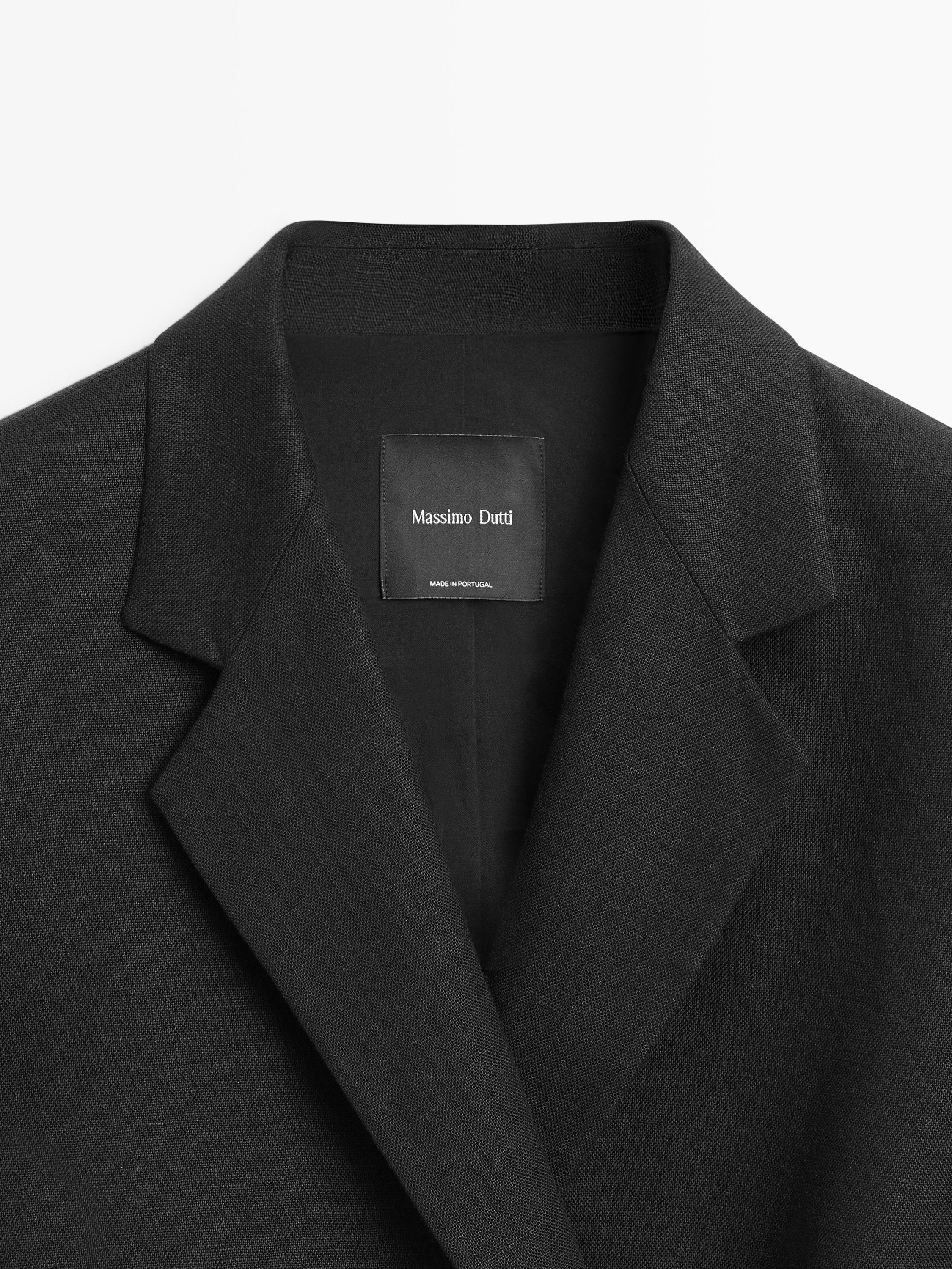 100% linen double-breasted blazer